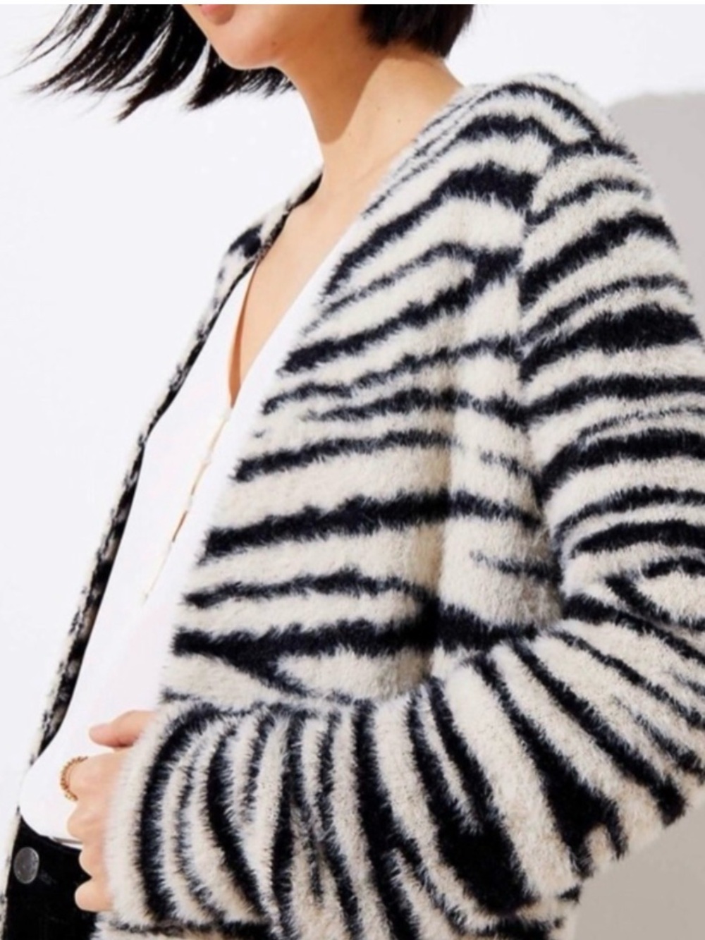 LOFT Zebra Print Cardigan